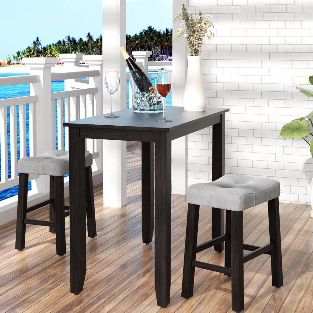 3 Piece Counter Height Dining Table Set with Bench and 2 Stools C581879
