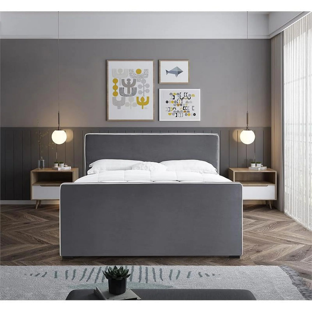 Grey Velvet Full Bed X36640