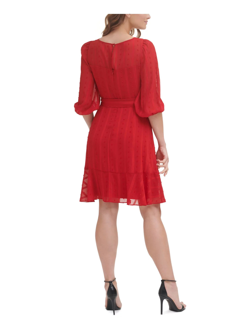 Red Striped Fit + Flare Dress R91309