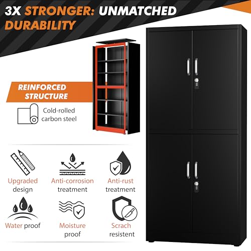 Black Metal Storage Cabinet with Wheels V362924