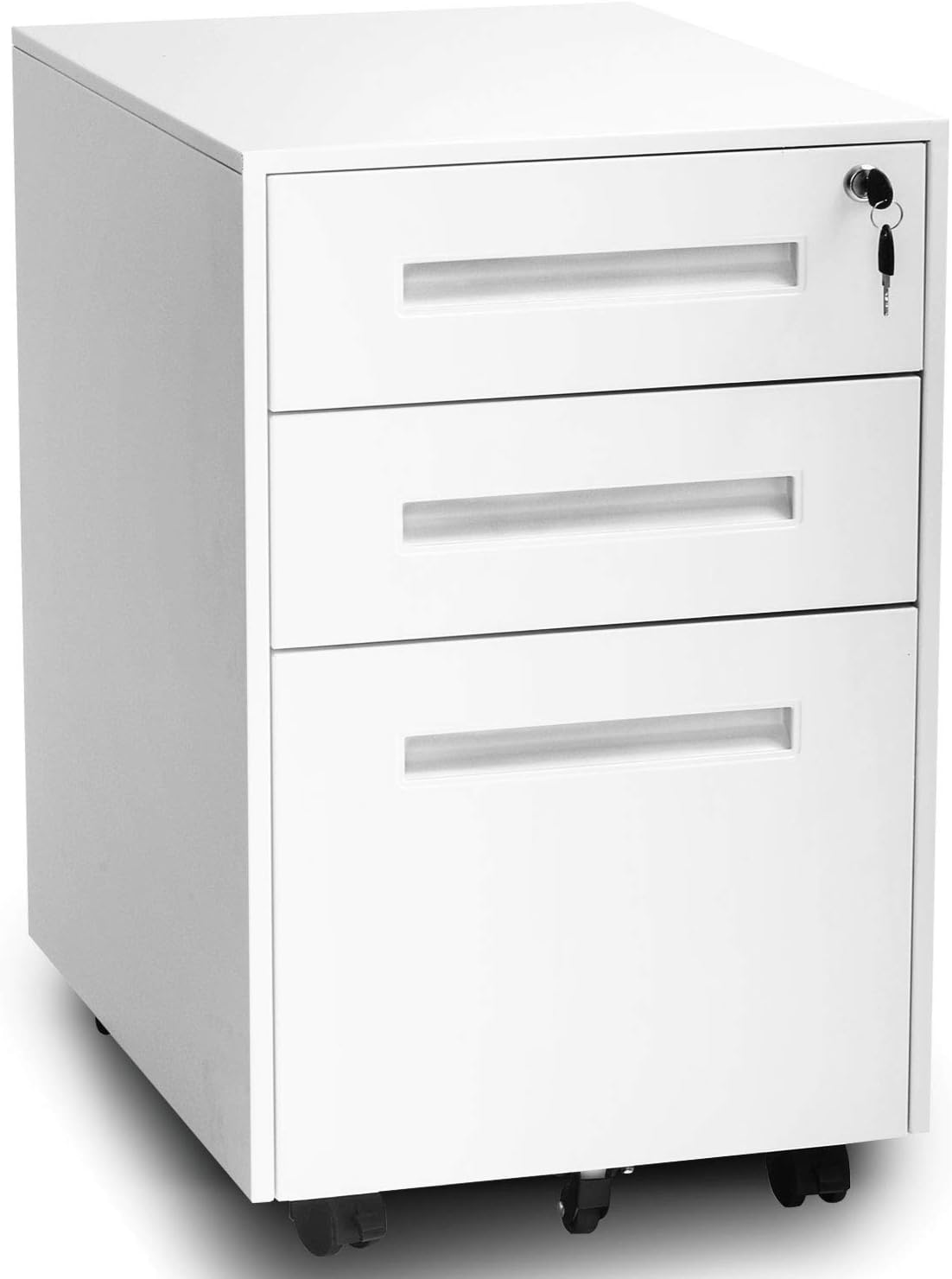 White 3 Drawer Mobile Locking Metal File Cabinet F92139