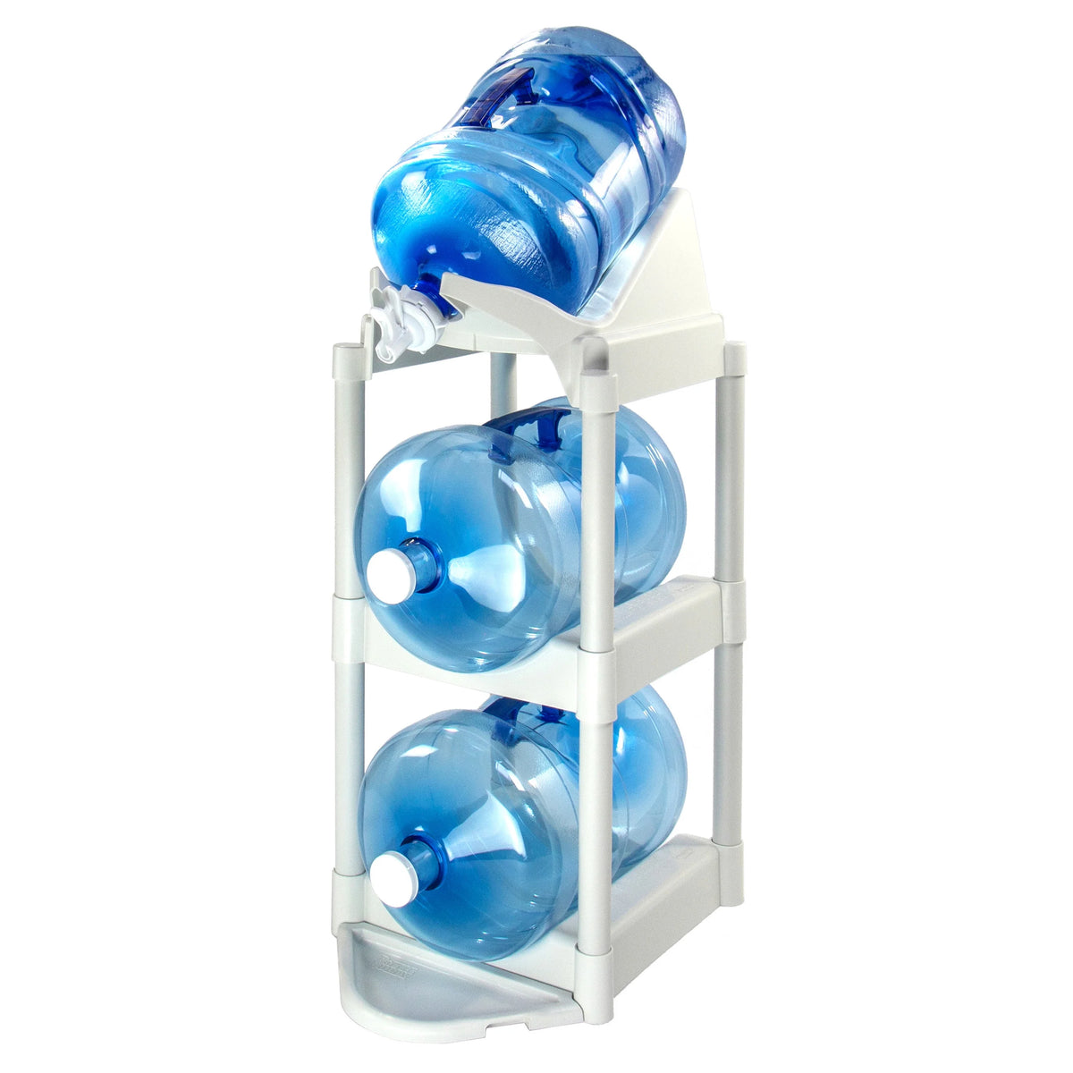 White Plastic Water Bottle Storage and Dispenser E7453
