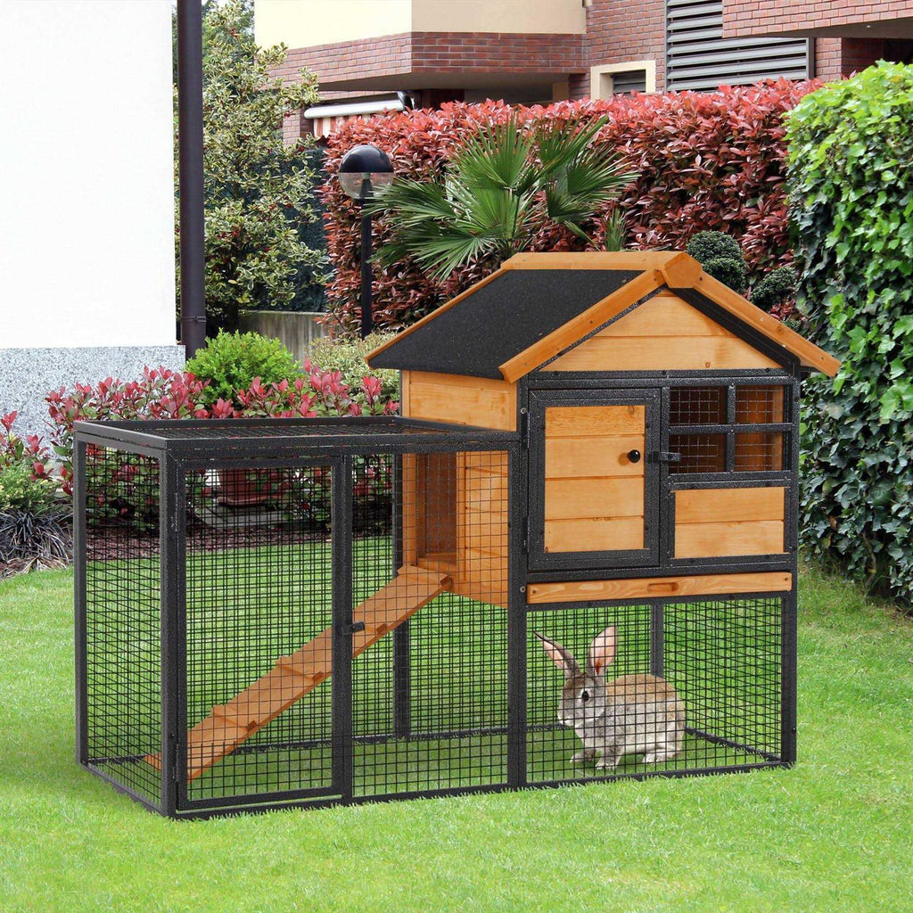 Elevated Wood-metal Pet House with Slide-Out Tray I47332