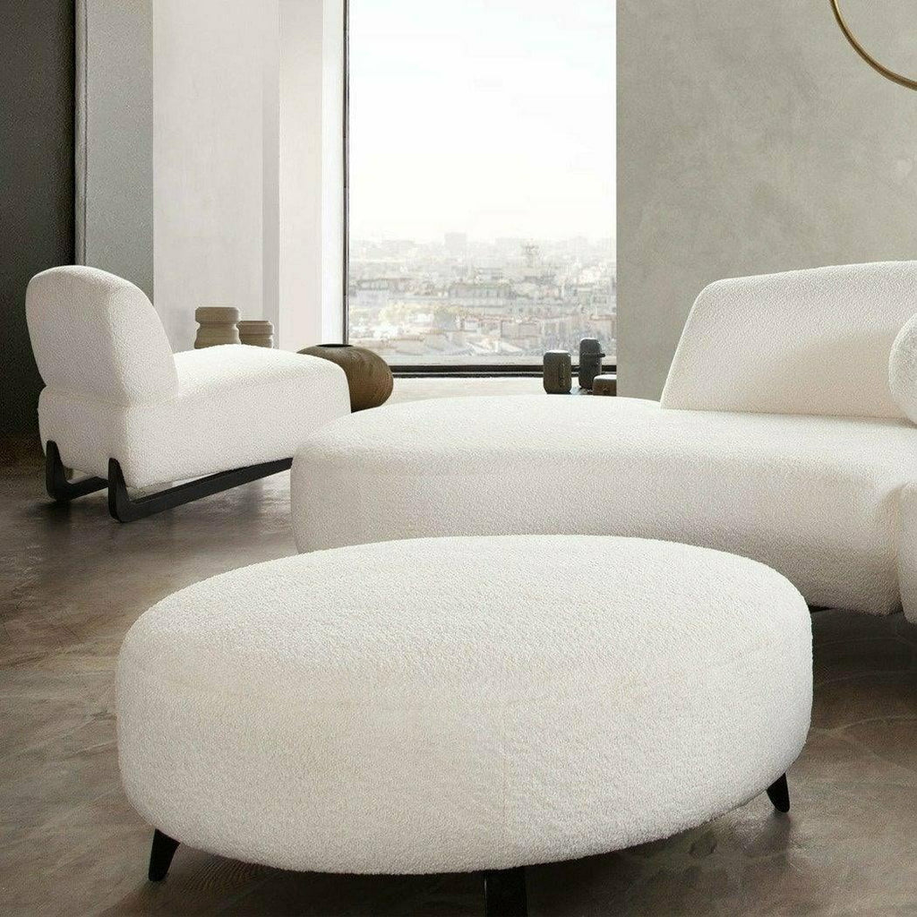 Faux White Shearling Armless Chair with Black Wood Leg Base F5437