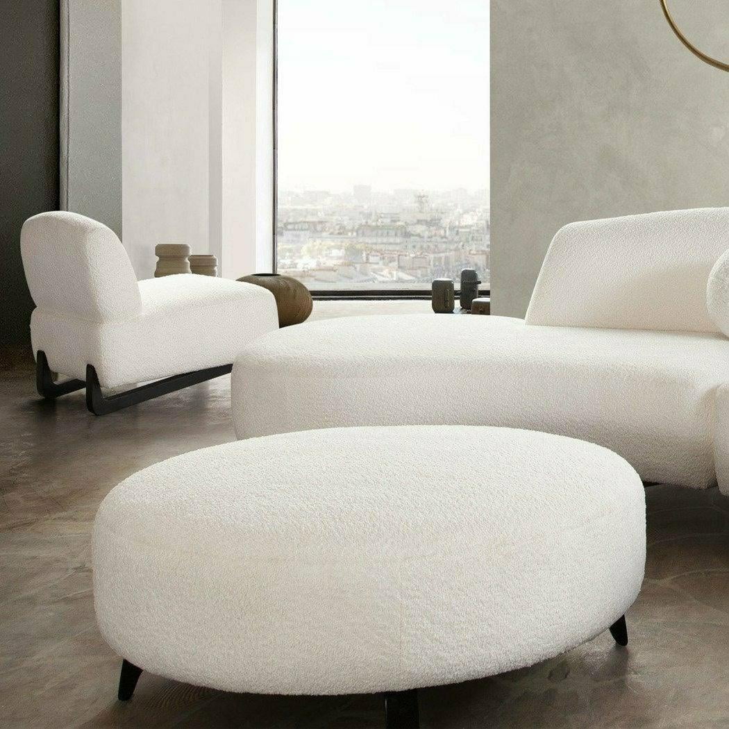Faux White Shearling Armless Chair with Black Wood Leg Base F5437