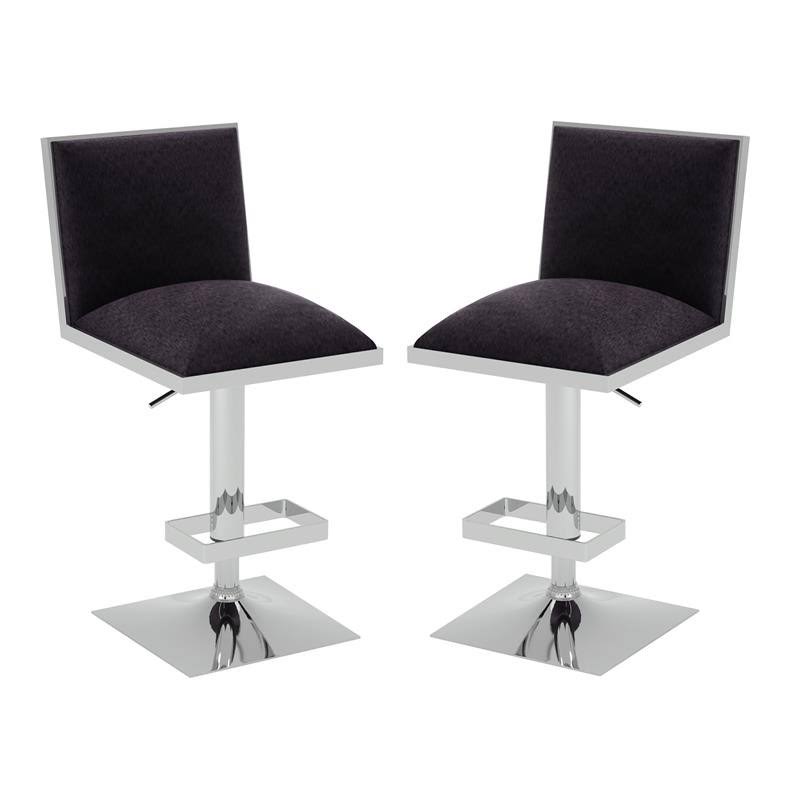 Black Metal Adjustable Barstool (Set of 2) E775