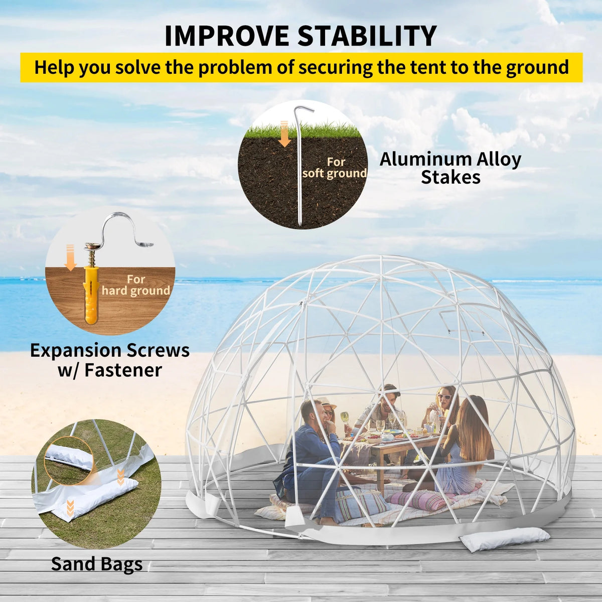 9.5ft PVC Geodesic Dome Bubble Tent with Door and Windows G814598