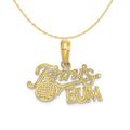 10K Yellow Gold Tennis Pendant Charm with Rope Chain Necklace 20'' F804362