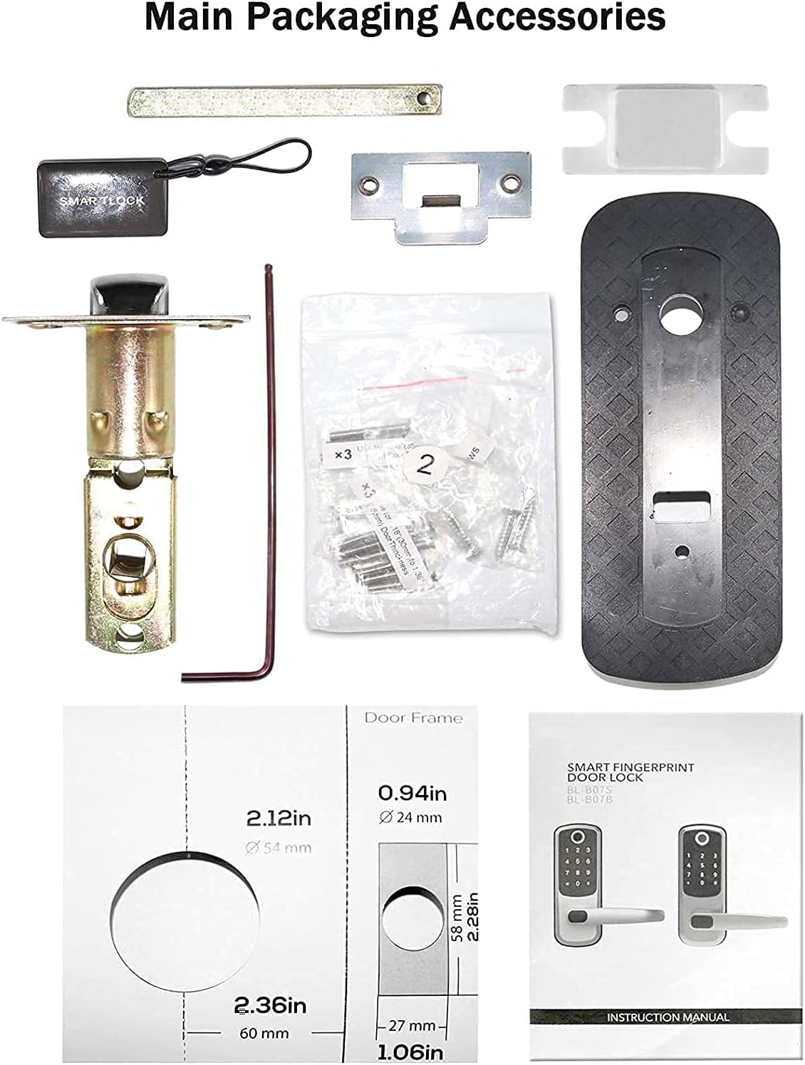 Keyless Entry Door Lock with Keypads, Fingerprint, Reversible Handle, Black, Pack of 2 Z64872