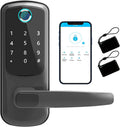 Keyless Entry Door Lock with Keypads, Fingerprint, Reversible Handle, Black, Pack of 2 Z64872