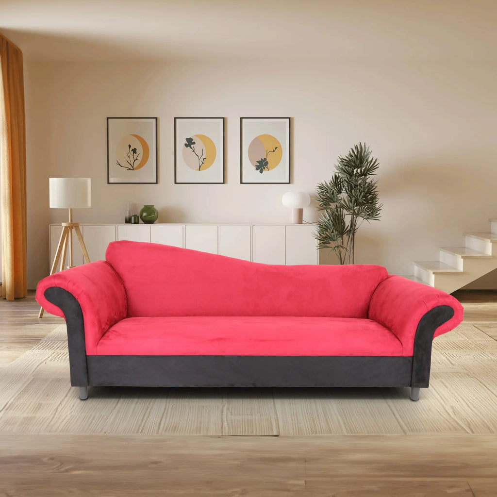 Red and Black Velvet Sofa with Solid Wood Frame R9111