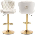 Cream Velvet Adjustable Counter Height Barstools Set of 2 P1774