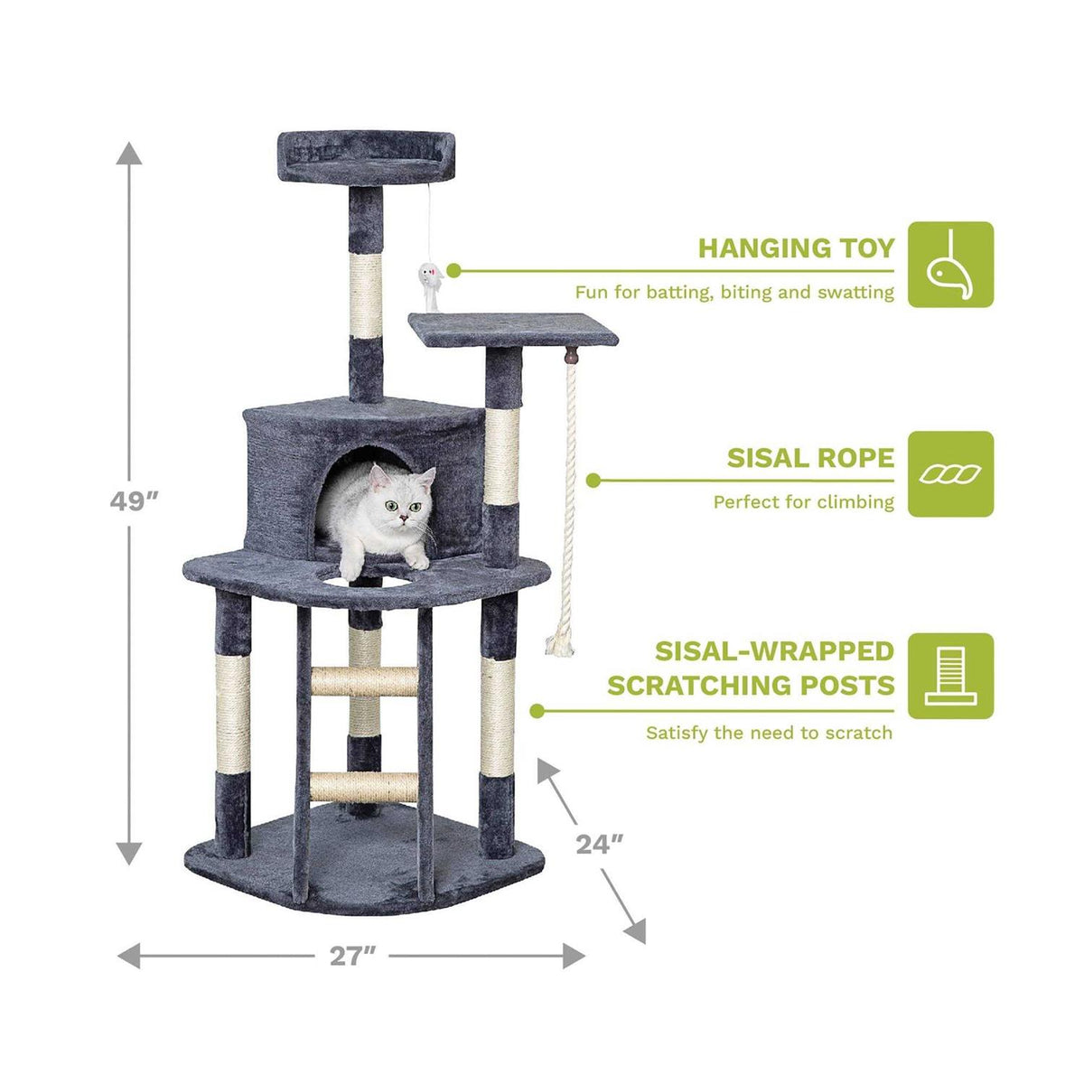 49 in. Cat Tree Condo with Sisal Covered Posts D8300
