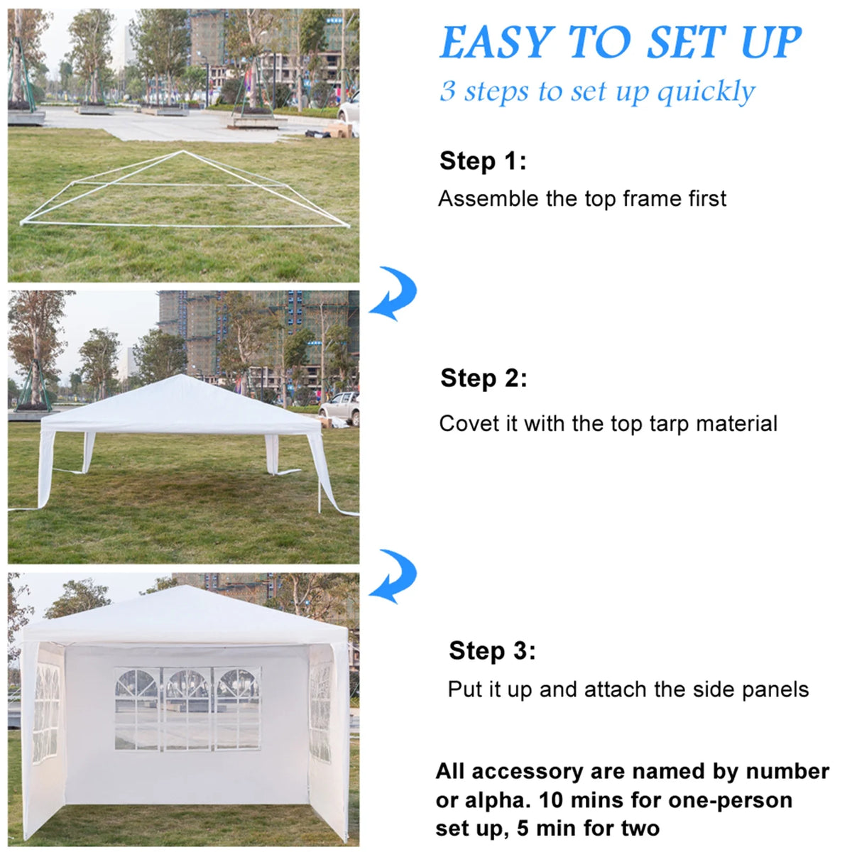 3 x 3m White Waterproof Tent M308182