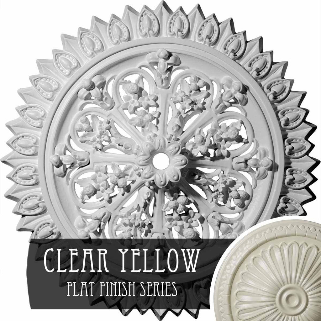 24 3/4x22OD 1 3/8x22ID x 3 1/4x22P Hand-Painted Clear Yellow Ceiling Medallion E6886