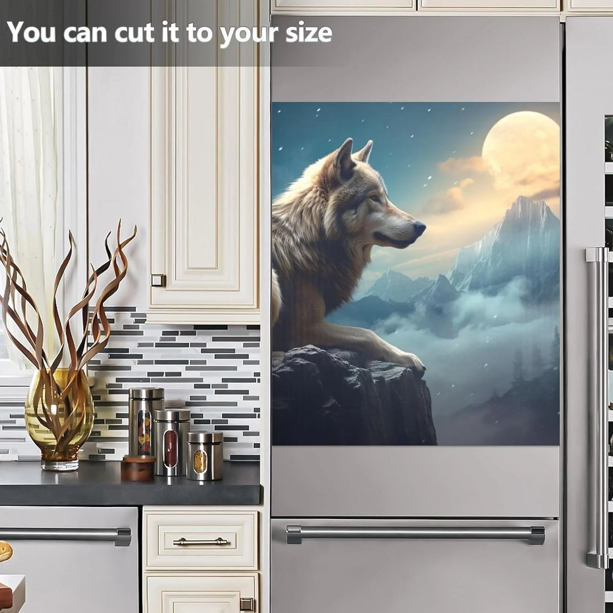 Magnetic Dishwasher Stickers Night Wolf Pattern 23in W x 26in H B12070