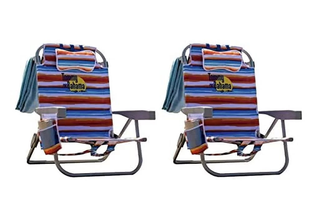 Backpack Beach Chair 5 Position Lay Flat Insulated Cooler 2 Pack T19479