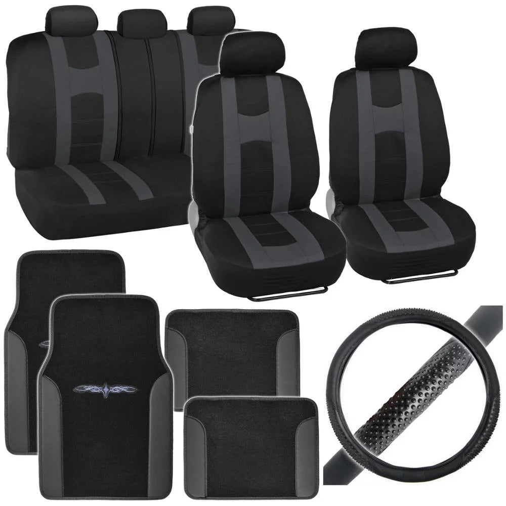 Car Seat Covers with Floor Mats and Steering Wheel Cover Full Set P406