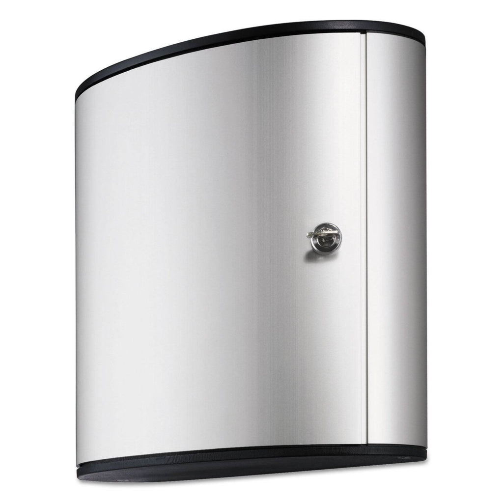 Locking Key Cabinet, 54-Key, Brushed Aluminum, Silver M261949