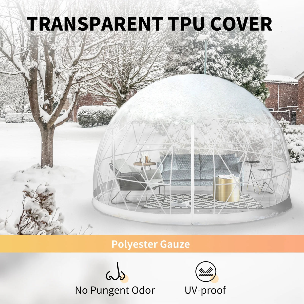 9.5ft PVC Geodesic Dome Bubble Tent with Door and Windows G814598