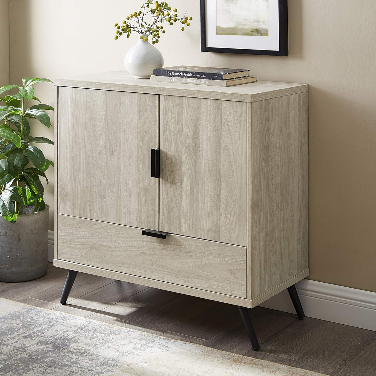60 Inch Slate Grey Wood TV Stand with Cabinet Doors and Drawers O61765