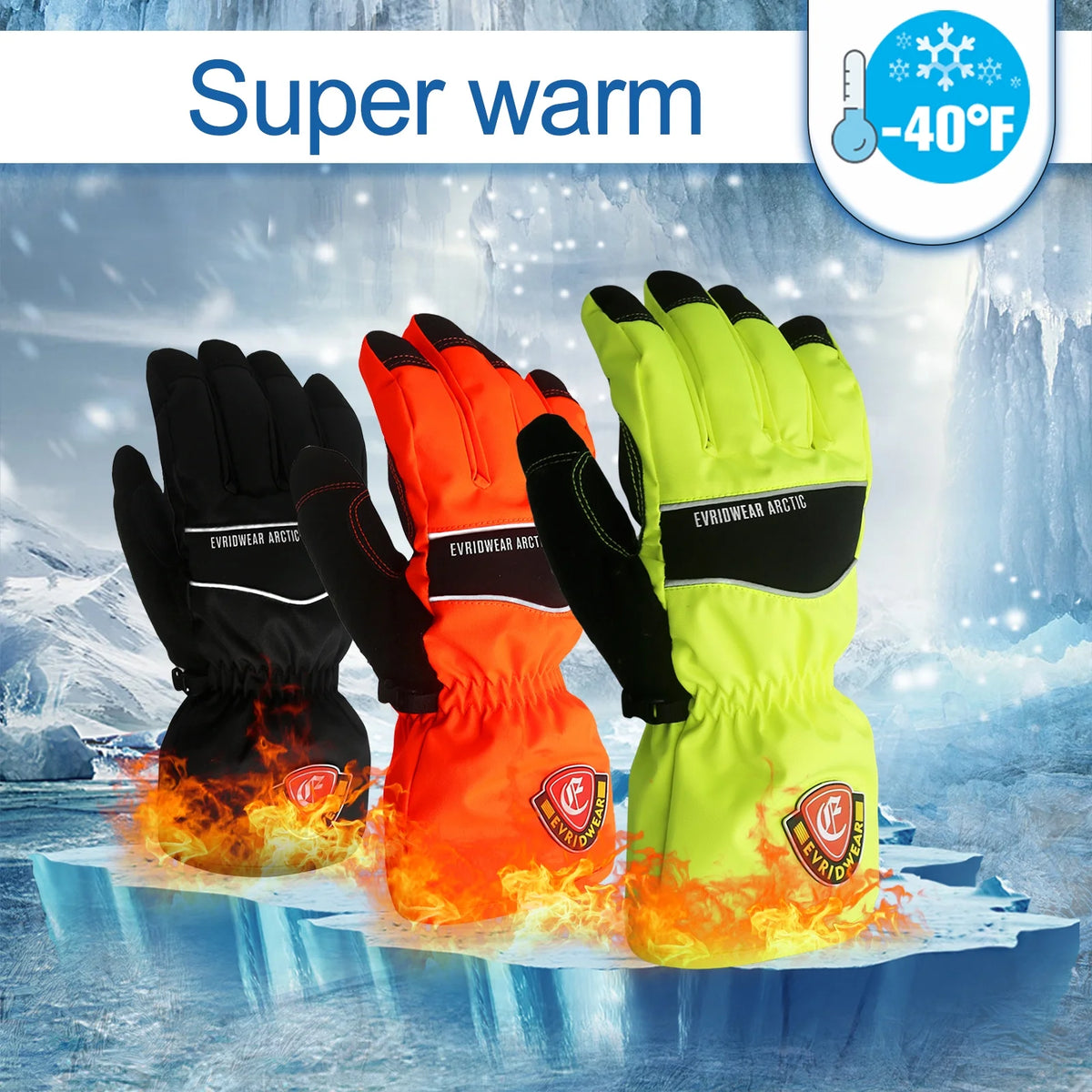 Waterproof Ski Gloves, 3M Thinsulate Winter Gloves (M, Black) W108