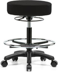 Rolling Height Adjustable Stool with Footring (Black Vinyl) T554