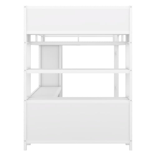 Black Full Size Metal Loft Bed with Wardrobe and L-Shaped Desk R992432