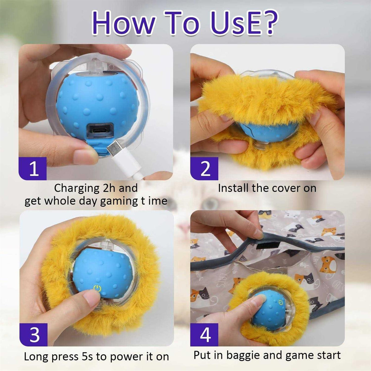 Interactive Cat Toys Ball in Pouch L357
