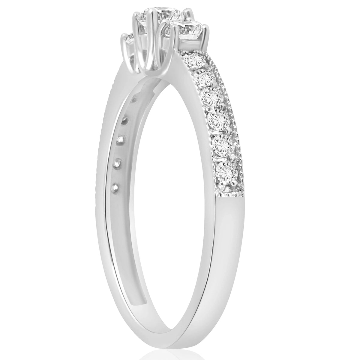 14K White Gold 3 Stone Diamond Ring D489439