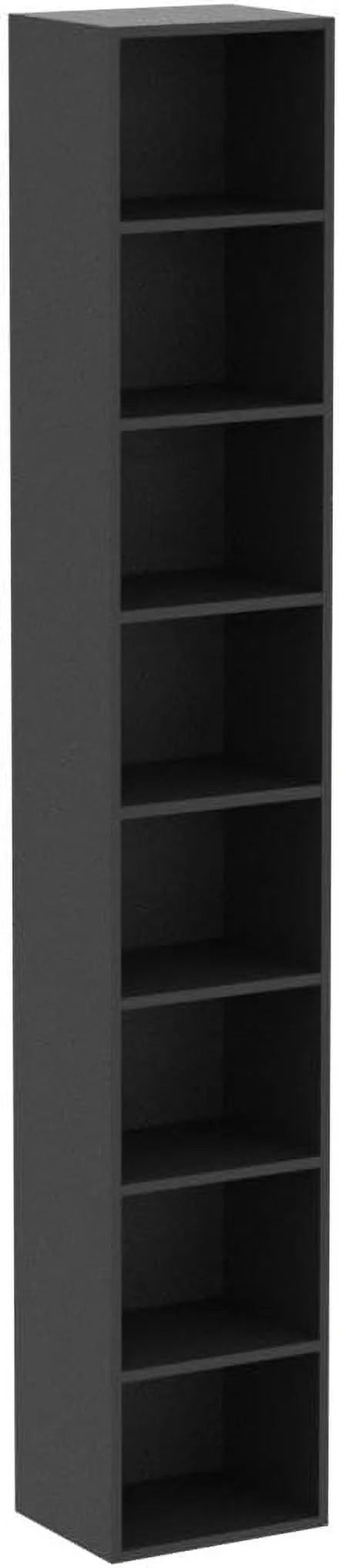 8-Tier Tall Narrow Media Storage Cabinet with Adjustable Shelves, Black I3937