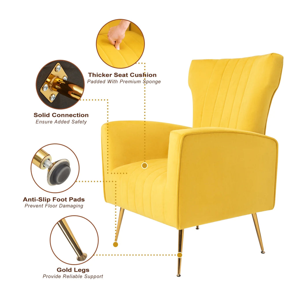 Velvet Wingback Accent Chair with Gold Legs P780