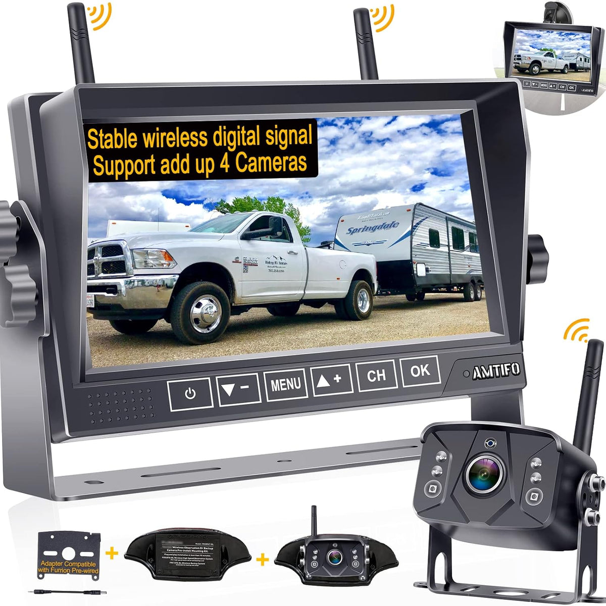 HD 1080P Digital Wireless Backup Camera with 7 Inch DVR Monitor E351168